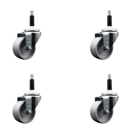 Service Caster 3'' Semi Steel Wheel Swivel 7/8'' Expanding Stem Caster Set, 4PK SCC-EX20S314-SSS-78-4
